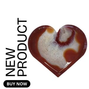 NEW Carnelian Heart-Shaped Agate Palm Druzy Stone Red Orange Valientines Day